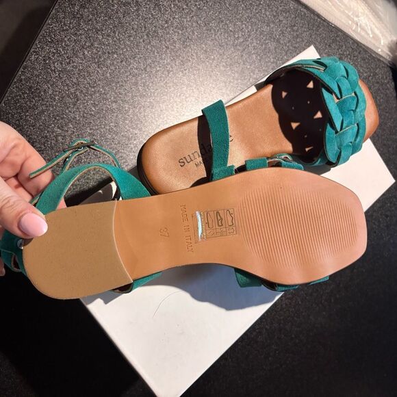 Sundance Cosmos Suede Sandals size 37/6 Turquoise NEW in box - Picture 13 of 14